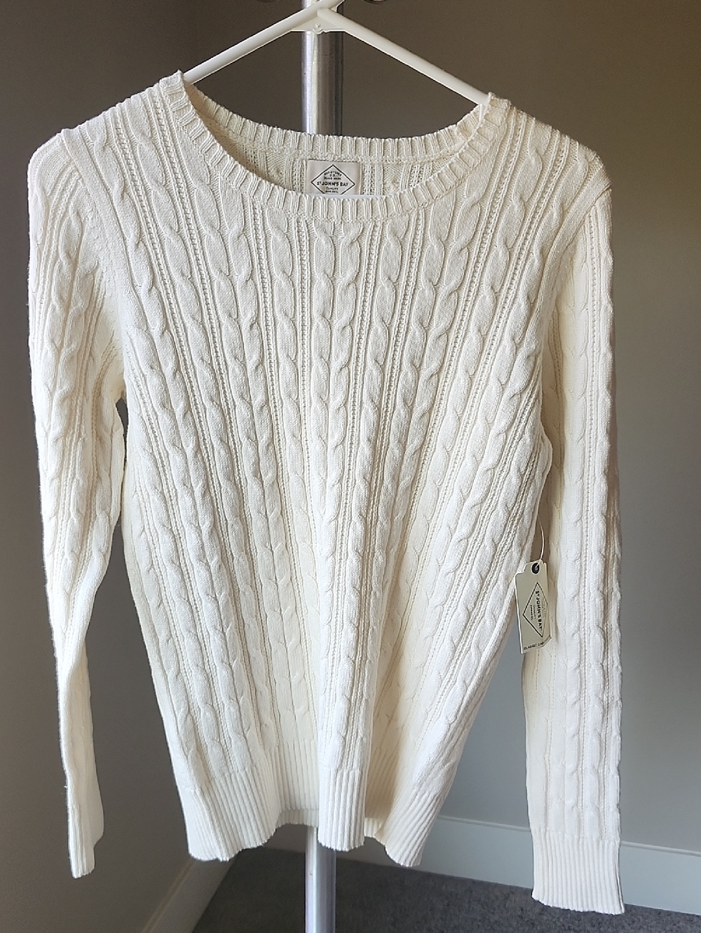 St. John's Bay Cream Cable Crewneck Sweater